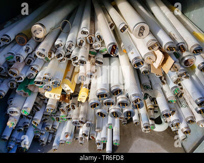 container for fluorescent lamps on a diposal site, Germany Stock Photo