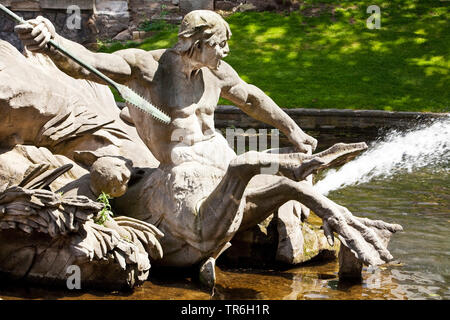 Triton Fountain at the Koenigsallee, Germany, North Rhine-Westphalia, Duesseldorf Stock Photo