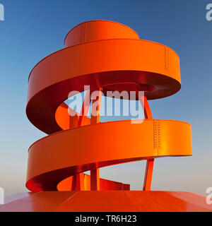 artwork Treppe ins Nichts, stair to nothing in the park Lippepark, Germany, North Rhine-Westphalia, Ruhr Area, Hamm Stock Photo