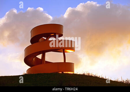 artwork Treppe ins Nichts, stair to nothing in the park Lippepark, Germany, North Rhine-Westphalia, Ruhr Area, Hamm Stock Photo