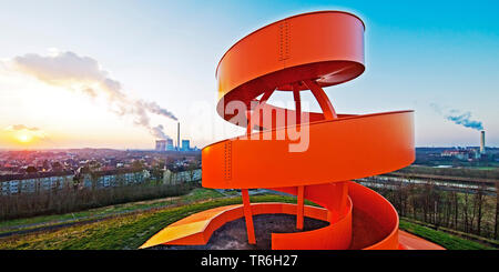 artwork Treppe ins Nichts, stair to nothing in the park Lippepark, Germany, North Rhine-Westphalia, Ruhr Area, Hamm Stock Photo