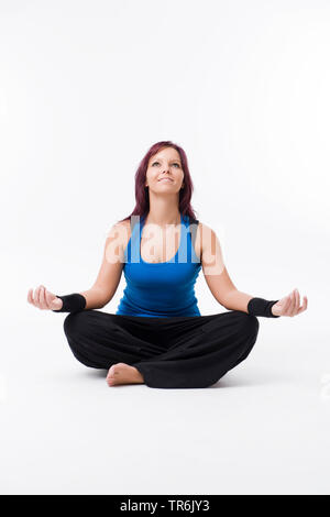 woman does yoga Stock Photo