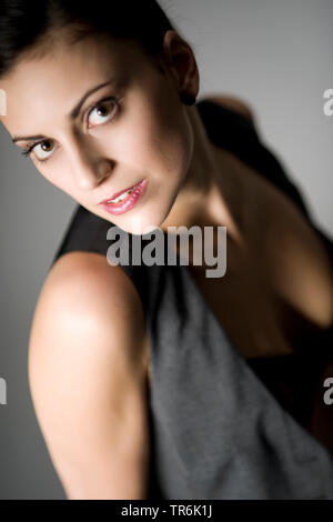 attractive, dark haired woman in portrait Stock Photo