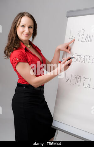 business woman with flip chart Stock Photo