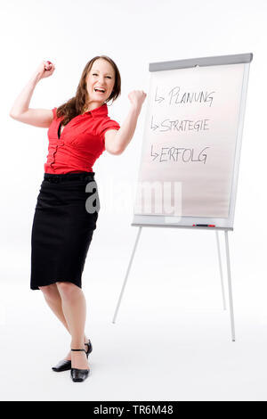 business woman with flip chart Stock Photo