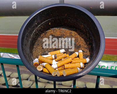 cigarette stubs in an ashtray, Germany Stock Photo