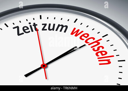 clock face with German inscription Zeit zum Nachdenken, time to change, Germany Stock Photo