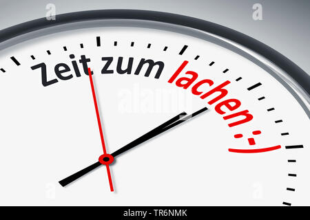 clock face with German inscription Zeit zum Lachen, time to laugh, Germany Stock Photo