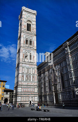 Piazza del Duomo with Giotto's Campanile, Italy, Florence Stock Photo