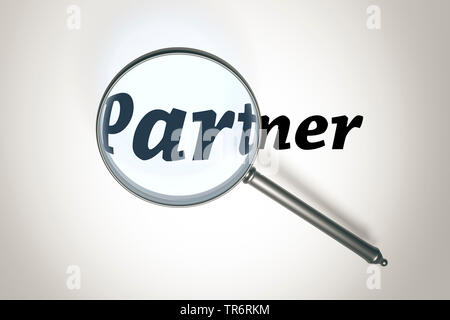 magnifying glass with the word Partner Stock Photo