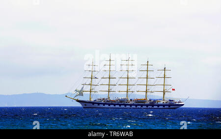 five-masted, tall ship Royal Clipper as a cruise ship, France Stock Photo