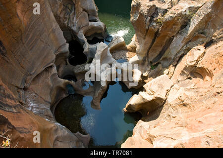 Bourke's Luck Potholes, aerial view, South Africa, Mpumalanga, Blyde River Canyon Nature Reserve, Moremela Stock Photo