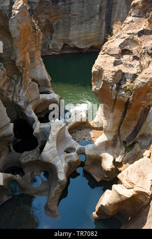 Bourke's Luck Potholes, aerial view, South Africa, Mpumalanga, Blyde River Canyon Nature Reserve, Moremela Stock Photo