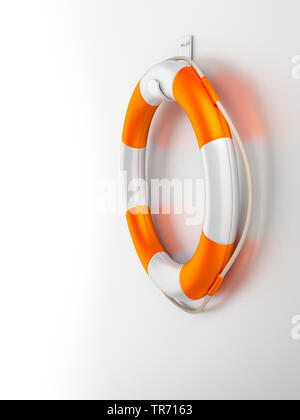 lifebelt with white and orange stripes Stock Photo