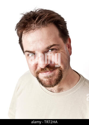satisfied man with goatee in the portrait Stock Photo