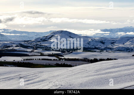 Underberg in snow, Drakensbergen, South Africa Stock Photo