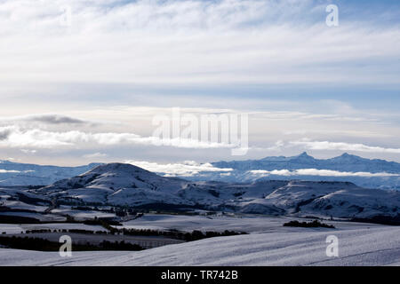 Underberg in snow, Drakensbergen, South Africa Stock Photo