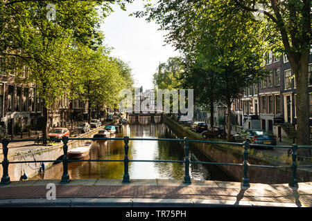 canal in Amsterdam, Netherlands, Northern Netherlands, Amsterdam Stock Photo