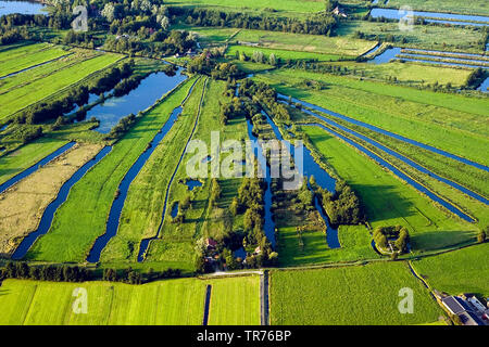 field landscape with ditches, aerial photo, Netherlands Stock Photo