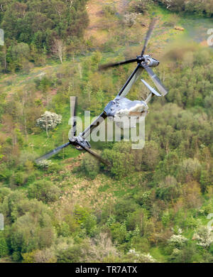 USAF CV-22 Osprey Flying  low level in the Mach Loop area of Snowdonia, Wales, UK. Stock Photo