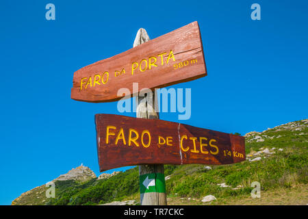 Route to Monte Faro.Cies Islands. Atlantic Islands of Galicia National Park. Vigo estuary. Rias Baixas. Pontevedra province. Galicia. Spain Stock Photo