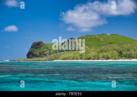 Flat Island in Mauritius, view from Ilot Gabriel. Stock Photo