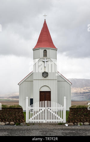 The corrugated iron church at Glaumbær (Glaumbaejarkirkja), Skagafjörður, Iceland Stock Photo