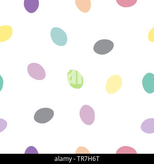 Seamless pattern colorful chicken bird eggs isolated on white background. Easter holiday drawn simple cute print, candy motif for wallpaper or fabric Stock Photo