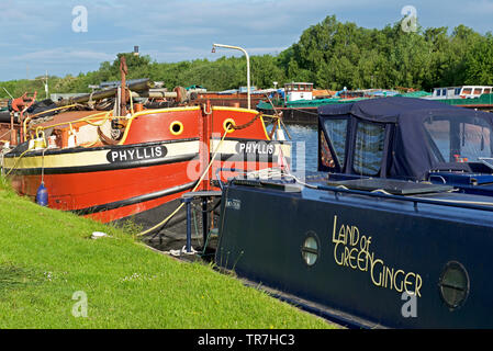 Boats moored in the marina, Goole, East Yorkshire, England UK Stock Photo