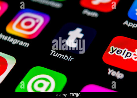 Tumblr Logo Icon On Mobile Phone Screen Stock Photo Alamy