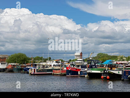 Boats moored in the marina, Goole, East Yorkshire, England UK Stock Photo