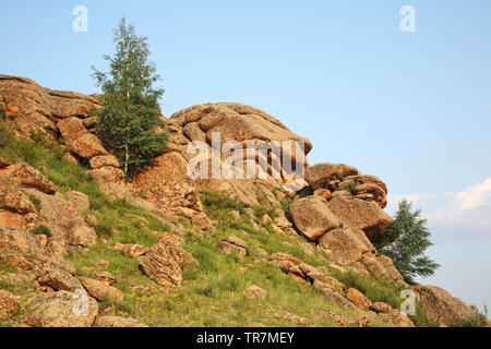 Rocks near Karkaralinsk. Karaganda Oblast. Kazakhstan Stock Photo