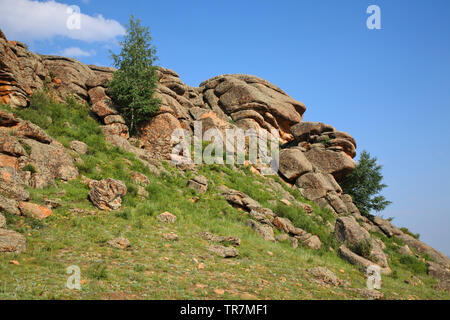 Rocks near Karkaralinsk. Karaganda Oblast. Kazakhstan Stock Photo