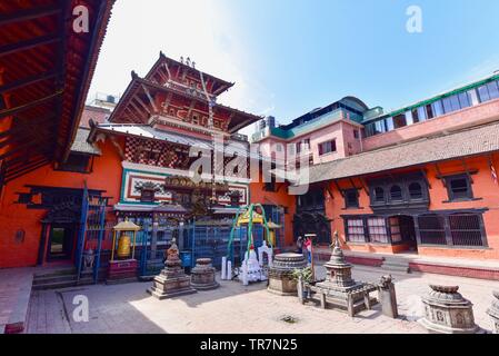 Kumari House and Its Courtyard Near Patan Durbur Square in Lalitpur City Stock Photo