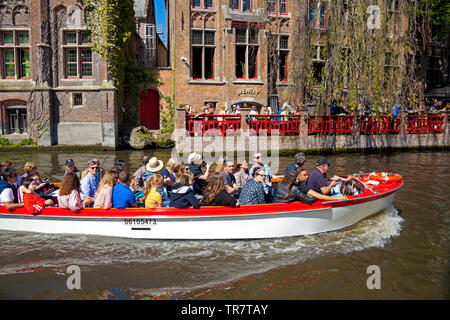 Bruges, sightseeing boat trip, Belgium, Europe Stock Photo