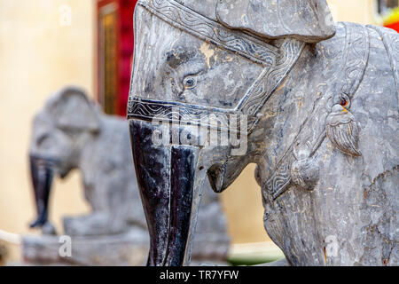 Elephant Statues, Kwun Yam Shrine, Repulse Bay, Hong Kong, China Stock Photo