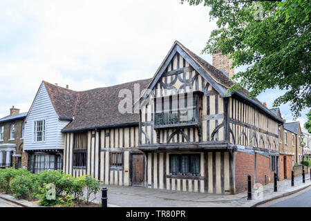 The timber-framed Hall House, known locally as the 'Ancient House', a 15th-Century Tudor dwelling in Church Lane, Walthamstow Village, London, UK Stock Photo