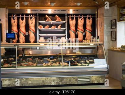 Butchers shop, Launceston, Cornwall, UK Stock Photo