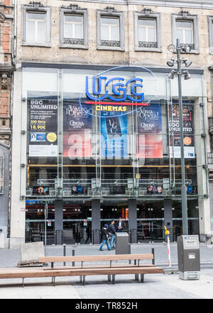 Brussels Old Town / Belgium - 05 17 2019: The facade of the UGC movie theaters at the De Brouckère square Stock Photo