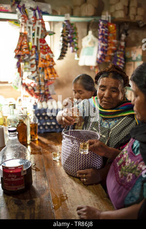 Local tradition of Zapotec villagers to start the day with a shot of