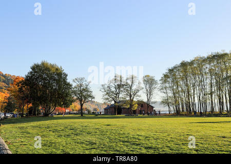 relaxing afternoon with full of fall colors at Golden gardens park, Seattle Washington Stock Photo