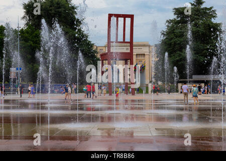 the Nations Square, in front of the ONU headquarters in Geneva and the building in the background Stock Photo