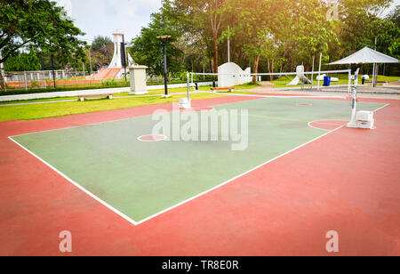 Sepak Takraw court sport outdoor for for playing sepak takraw ball or rattan ball standard size and the net Stock Photo