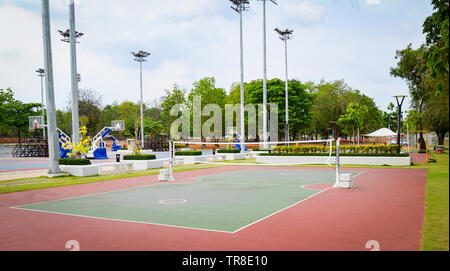 Sepak Takraw court sport outdoor for for playing sepak takraw ball or rattan ball standard size and the net Stock Photo
