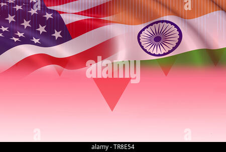 USA and India Trade war economy export United States of America / Candlestick graph stock market exchange analysis indicator trading chart business fi Stock Photo