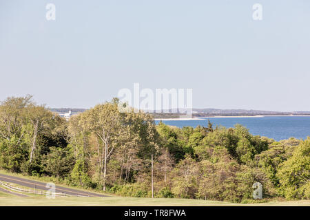 landscape of shelter island, NY with a view of the north fork Stock Photo
