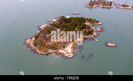 Bear Island, The Thimble Islands, or the Thimbles,  Long Island Sound, Branford, CT Stock Photo