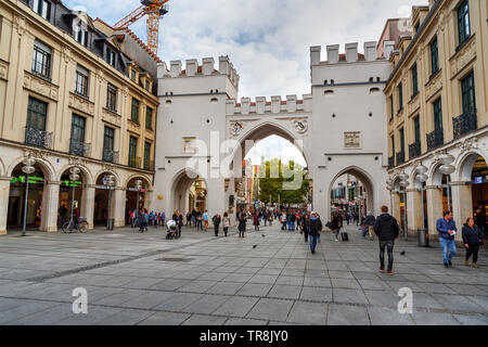 Munich, Germany - October 31, 2018: Karlstor gate on Karlsplatz or Stachus square Stock Photo
