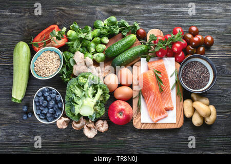 Selection of healthy food for clean eating. Top view Stock Photo