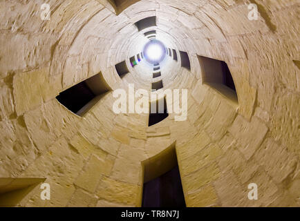 The double-spiral staircase inside the Chateau de Chambord in Loir et Cher, Centre Val de Loire, France Stock Photo